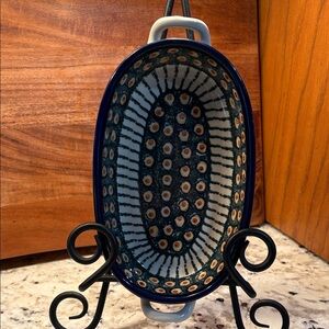 Handcrafted Blue and White Ceramic Oval Serving Dish